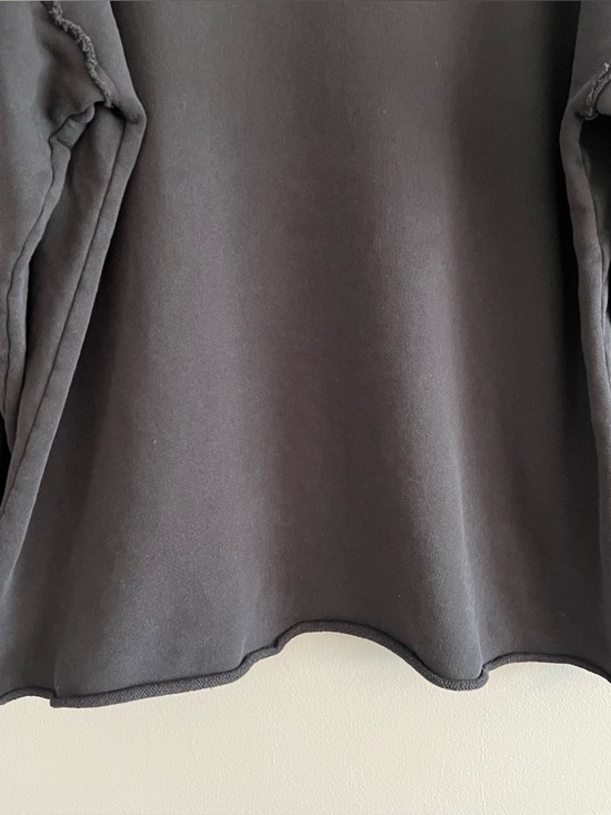 Eileen Fisher Organic Cotton Terry Tunic Black Small Boxy Oversized Raw Edge - Picture 5 of 11